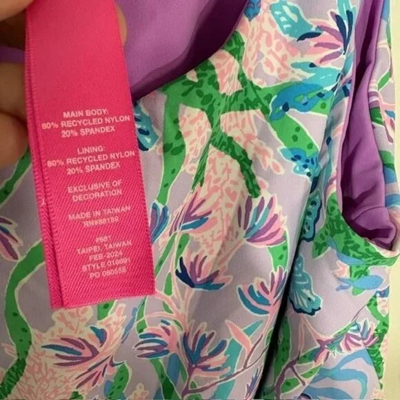 Lilly Pulitzer Crop Top Womens XL Purple Pink Reversible Athletic Tank Swim Ari - Picture 4 of 9